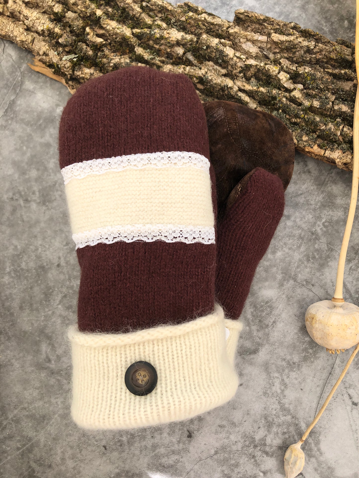 Small- Lace-Pure Wool Mitt- Sweater Mitts