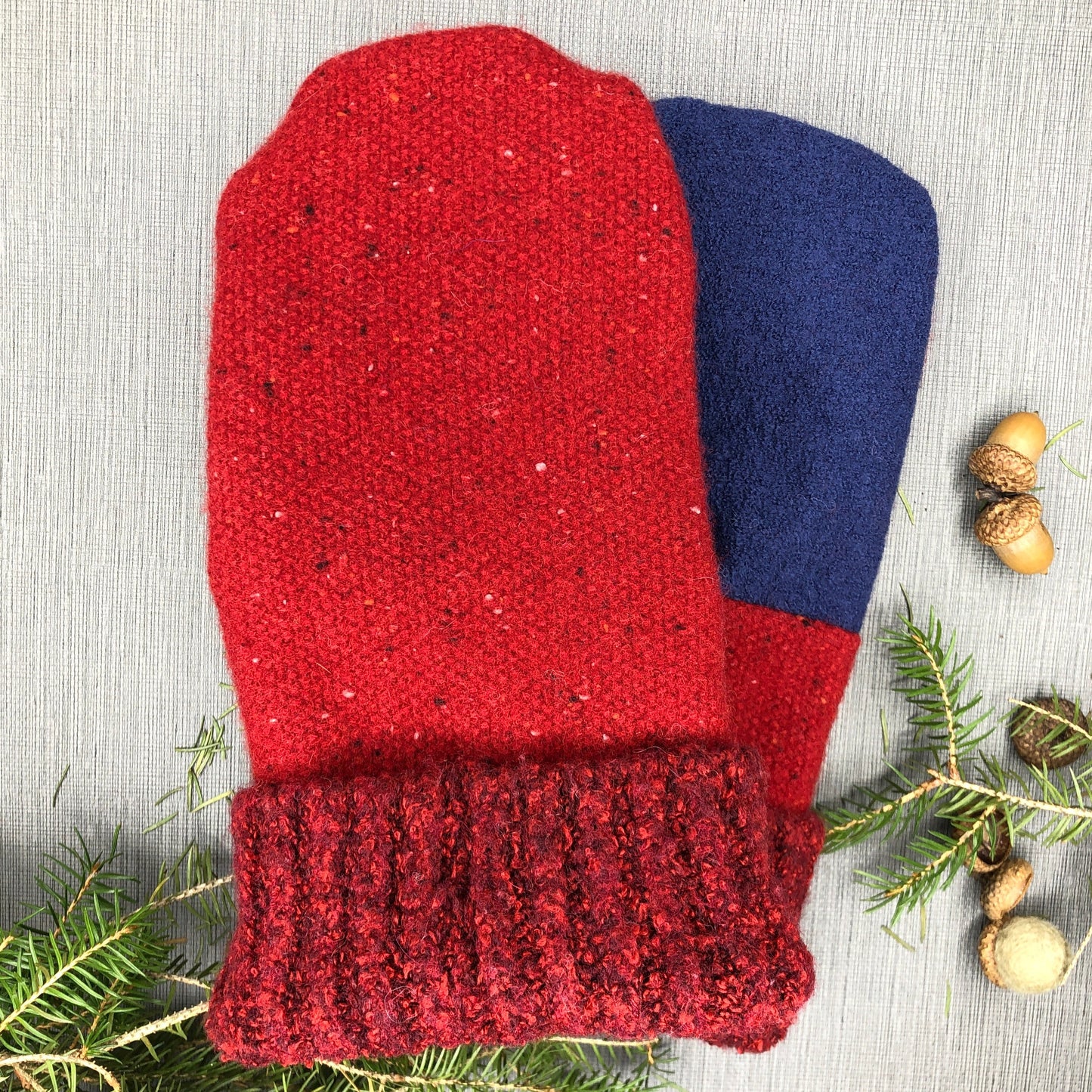 Large Wool Blend Red/Blue